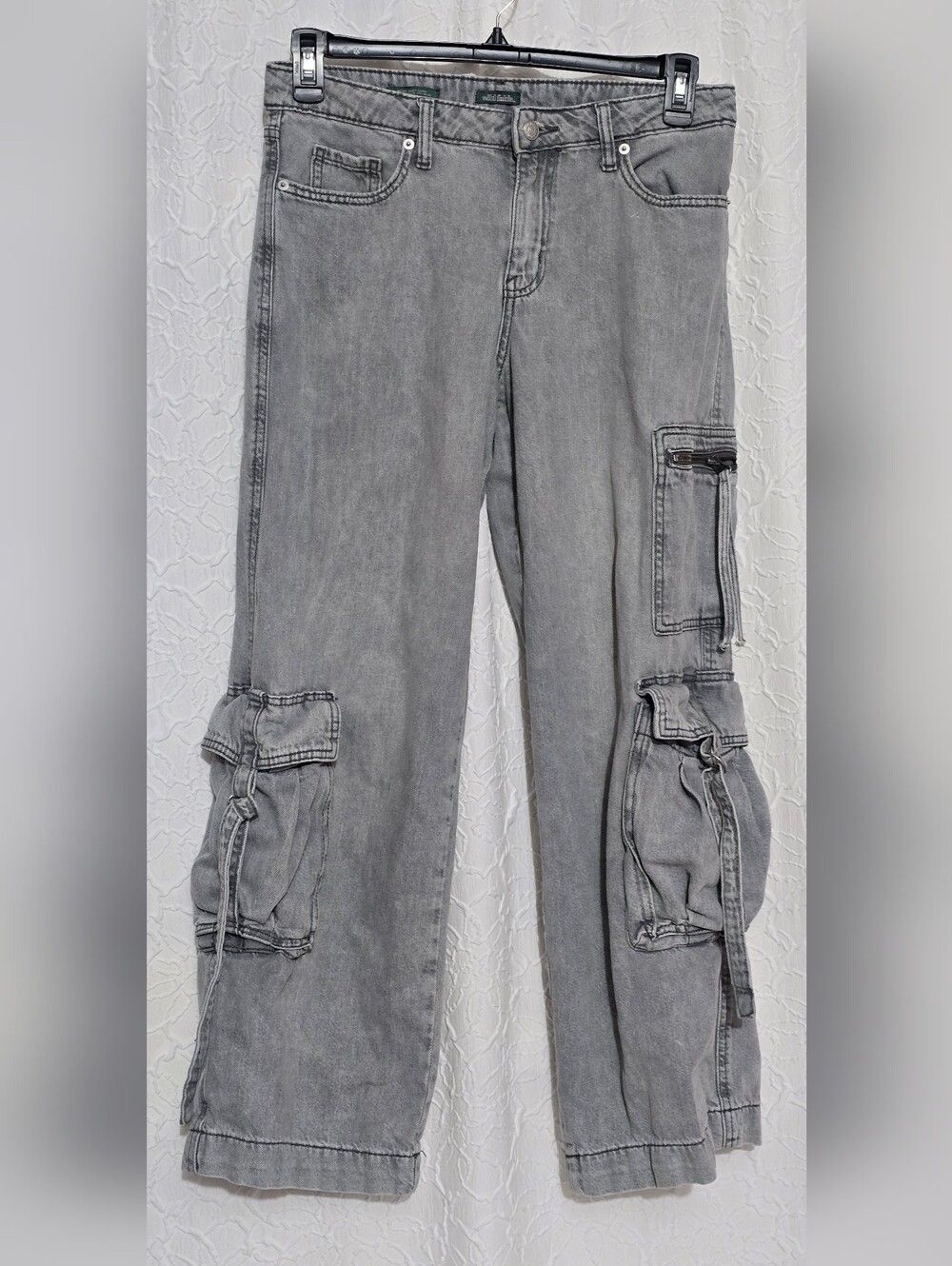 Wild Fable Womens Light Wash Gray Wide Leg Multi Pocket Cargo Jeans Size 6R